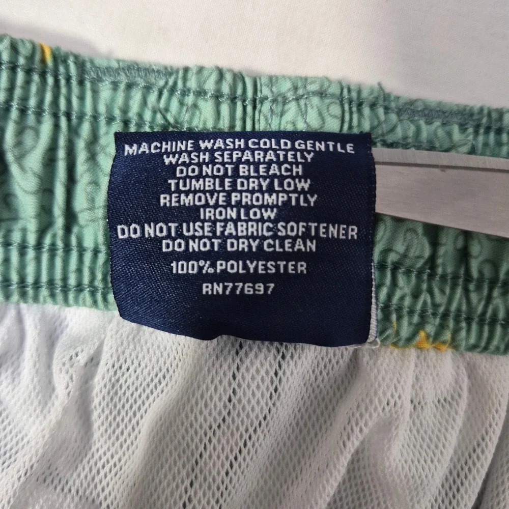 AFTCO Swim Trunks Mens Small Green Fish Print Board‎ Shorts Fishing Wear